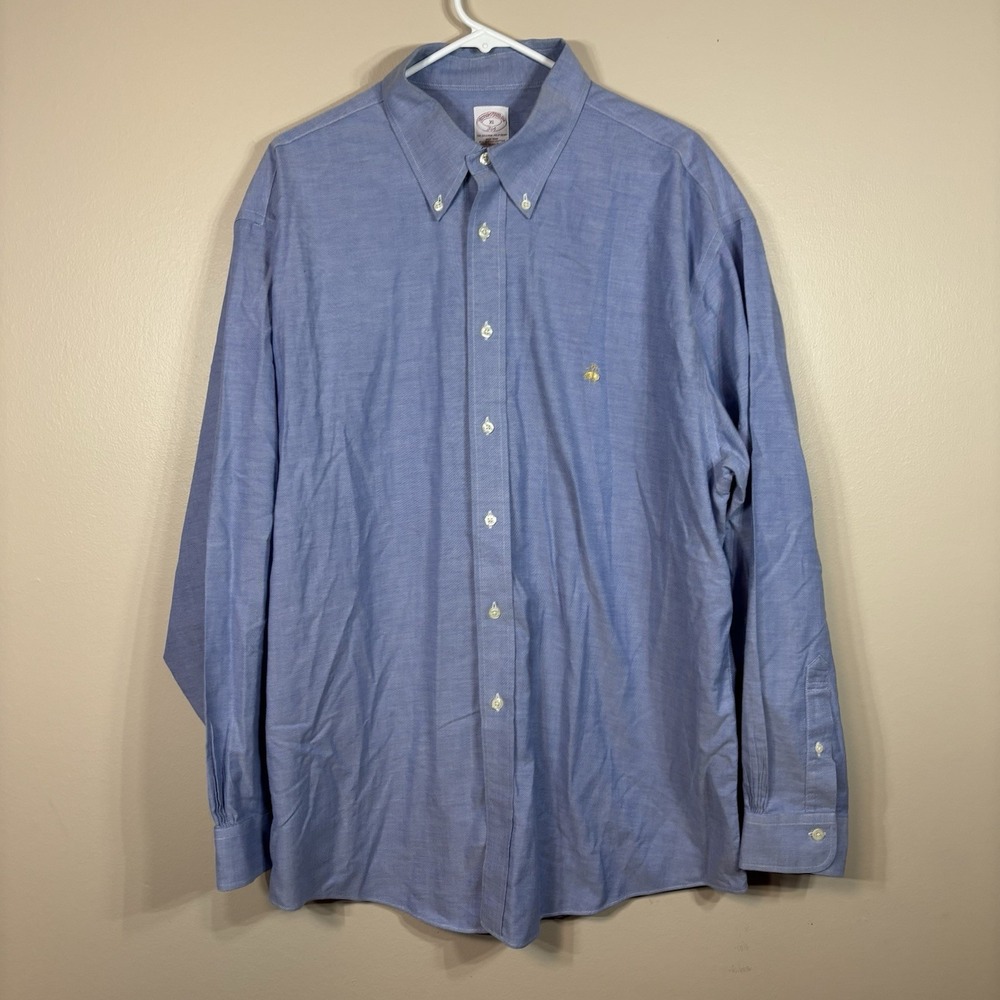 Brooks Brothers 346 Non-Iron Dress Shirt Mens XL Light Blue Button Down